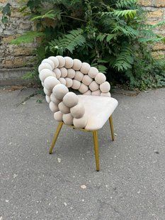 Стілець Bubble на золотих металевих ніжках, велюр, світло-бежевий bubble gold BK (beige)  фото