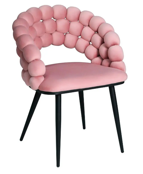Стілець Bubble на чорних металевих ніжках, велюр, рожевий Azalia BK (pink) фото
